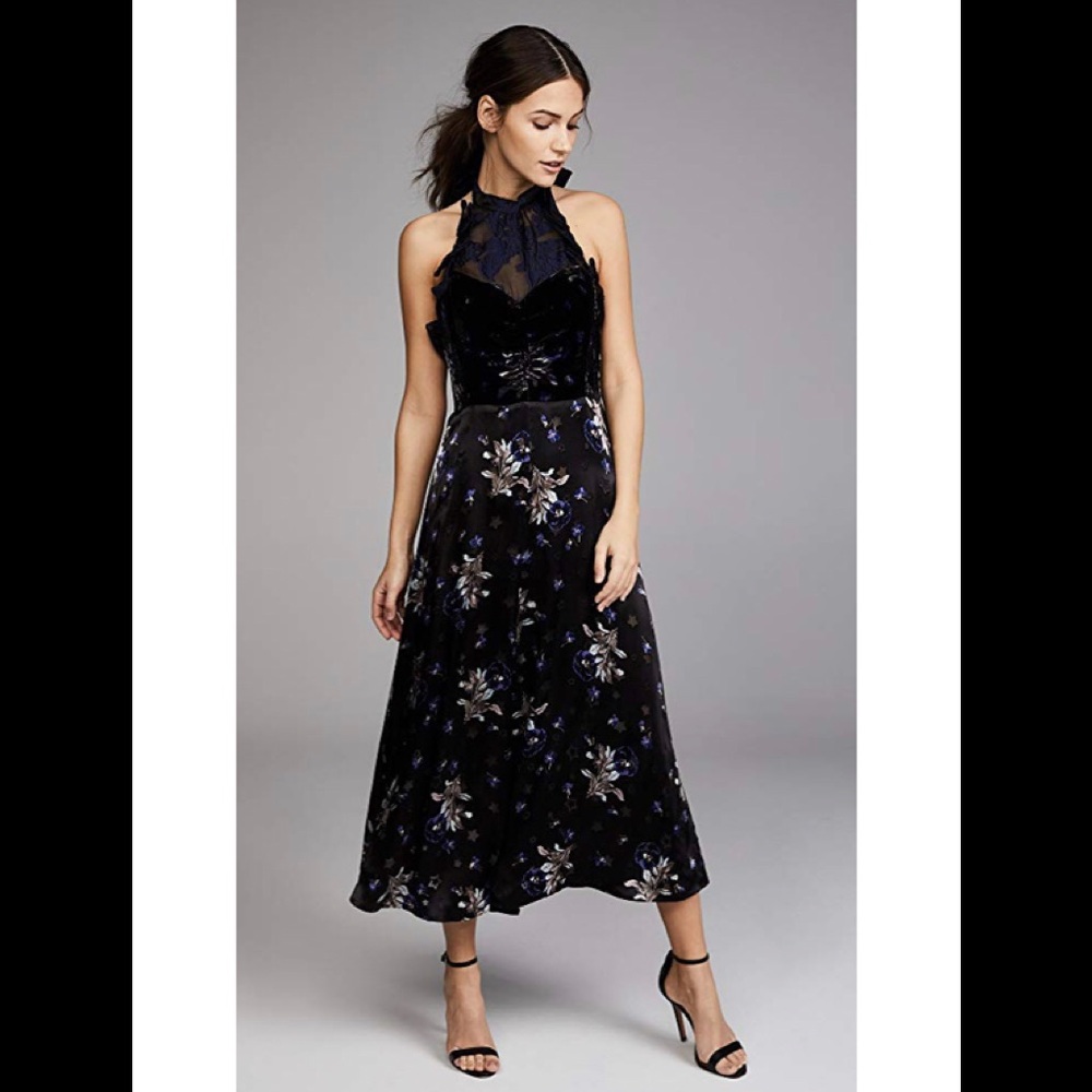 Rebecca Taylor Violet Velvet Halter Dress NWOT